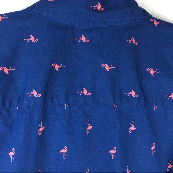 GEORGE CLASSIC FIT NAVY-BLUE PINK FLAMINGO PRINTED CASUAL BUTTON SHIRT MENS 3XL - Picture 8 of 14